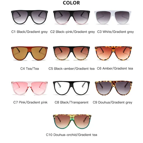 Women Men Oversized Flat Top Sunglasses Retro Semi Oval Frame Leopard Print Gradient Sun Glasses UV400 Fashion Shade Eyewear