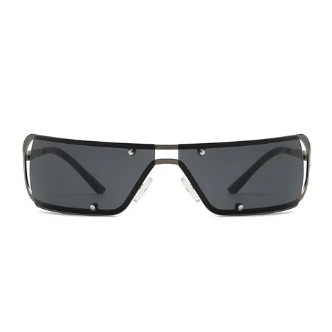 Lunettes de Soleil Cyberpunk en Métal sans Monture Rétro Y2K pour Femmes Mode Futuriste Millennial Verres Carrés UV400