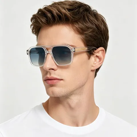 Gafas de Sol Cuadradas Retro Europeas para Mujer Hombre Doble Puente UV400 Marco de PC Moda Versátil Viaje Protección Solar al Aire Libre