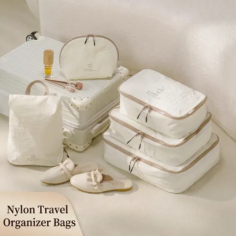 Taslon Travel Packing Cubes 5pcs Set Water Repellent Luggage Organizer Bags For Clothes Shoes Cosmetics Minimalist Portable Storage Bags
