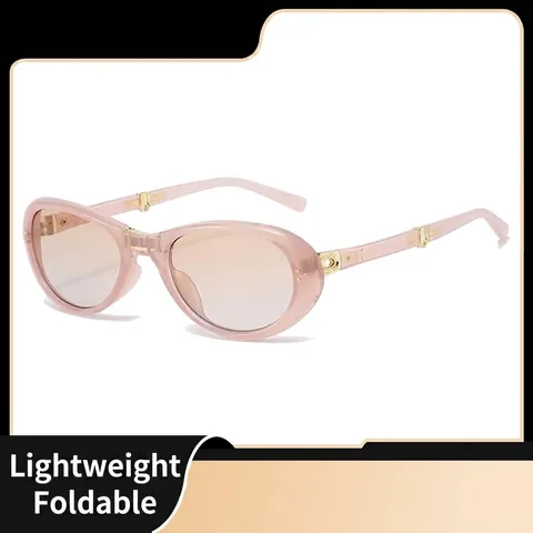Vintage Oversized Foldable Sunglasses For Women UV400 Protection Portable Fashion Gradient Lens Travel Beach Trendy Eye Wear