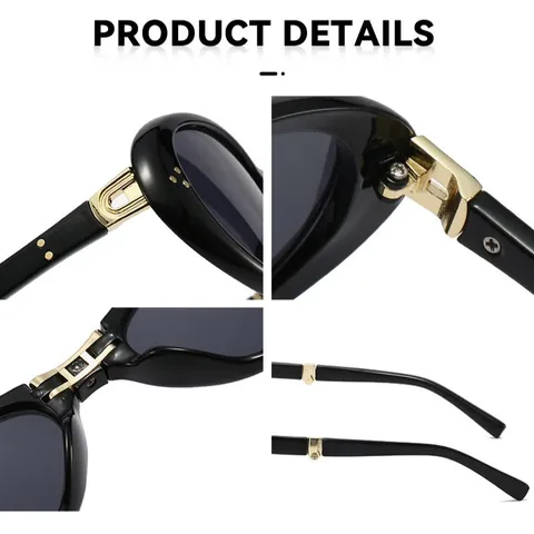 Vintage Oversized Foldable Sunglasses For Women UV400 Protection Portable Fashion Gradient Lens Travel Beach Trendy Eye Wear