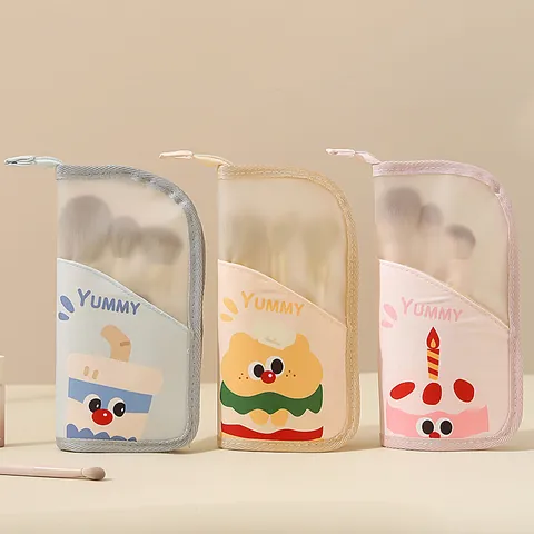 Bolsa de Almacenamiento de Brochas de Maquillaje de Dibujos Animados Portátil Neceser de Viaje PU PVC Organizador de Cosméticos