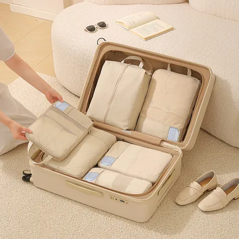 Compression Packing Cubes Set Oxford Cloth Travel Luggage Organizers Expandable Storage Bags For Clothes Shoes Moving Suitcase