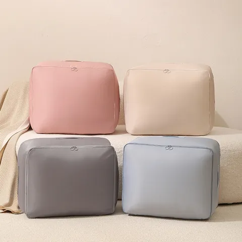 Large Capacity Twill Fabric Quilt Storage Bag Compressed Space Saving Foldable Organizer For Clothes Down Jacket With Handle Square Packing Bag