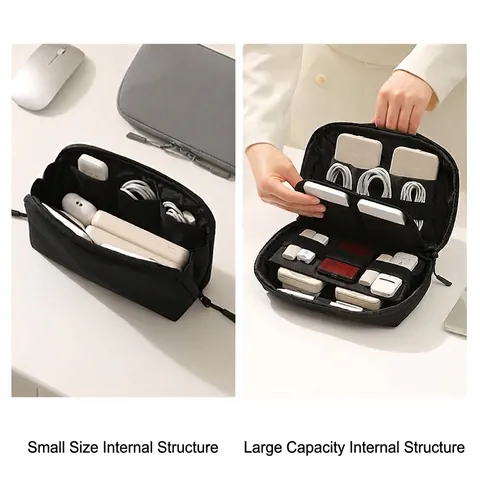 Taslon Polyester Electronics Organizer Bag Waterproof Travel Digital Storage Pouch Portable Cable Power Bank Organizer