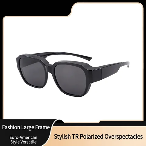 Occhiali da Sole Polarizzati Fit Over TR90 Montatura Quadrata Oversize Protezione UV400 da Indossare Sopra Occhiali da Vista Uomo Donna Guida