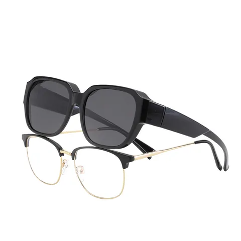 Occhiali da Sole Polarizzati Fit Over TR90 Montatura Quadrata Oversize Protezione UV400 da Indossare Sopra Occhiali da Vista Uomo Donna Guida