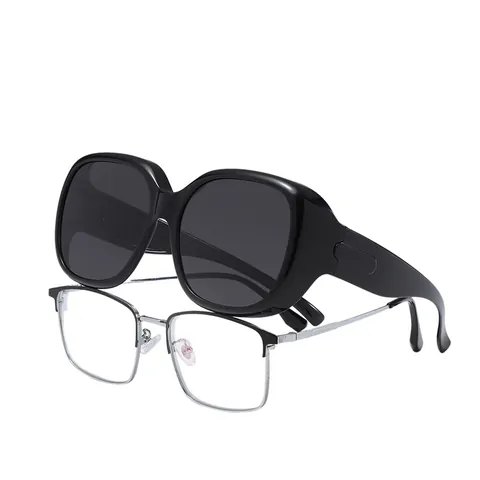TR90 Occhiali da Sole Polarizzati Sopra gli Occhiali per Uomo Donna Compatibili con Miopia Montatura Quadrata Sport All'aperto