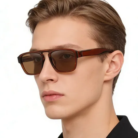 Business Double Bridge Polarized Sunglasses For Men TR90 TAC Fashion Square Frame Outdoor Sun Glasses UV400 Protection Eyewear