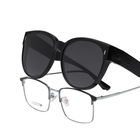 Occhiali da Sole Polarizzati in TR90 Donna Montatura Grande Protezione UV Sopra gli Occhiali Vintage Oversize Moda Guida
