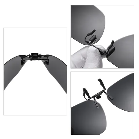 Clip para Gafas de Sol Polarizadas Abatibles Sin Montura Polígono UV400 Lentes TAC Conducción Visión Nocturna Unisex
