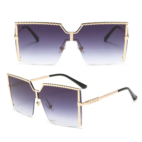 Kids Metal Semi-Rimless Sunglasses Fashion Large Frame UV400 Protection Gradient Lens Square Sunglasses For Boys Girls