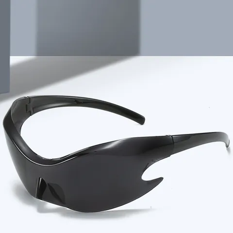 Futuristic Y2K Frameless Oversized Sunglasses For Women Men Sci-Fi Cyberpunk Mirror Lens Sun Glasses Fashion Eye Wear Wrap Around Shield Shades