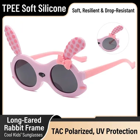 Kinder Süße Hasenohren Sonnenbrille Polarisiert UV400 Weich TPEE Rahmen Süße Cartoon Sonnenbrille Für Kleinkind Mädchen Geschenk