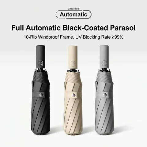 Fully Automatic Large Folding Umbrella For Men Women UPF 50 Sun Rain UV Protection Reinforced Ribs Windproof Portable Travel Umbrella