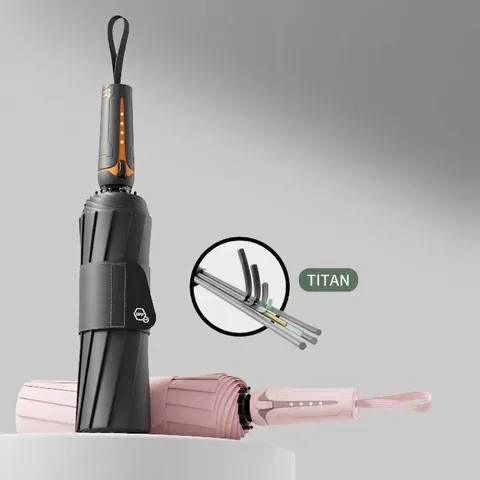 Volledig Automatische Winddichte Opvouwbare Paraplu UPF50+ UV Zon Regen Bescherming Versterkte Ribben Sci-Fi LED Licht Handvat Paraplu Voor Volwassenen