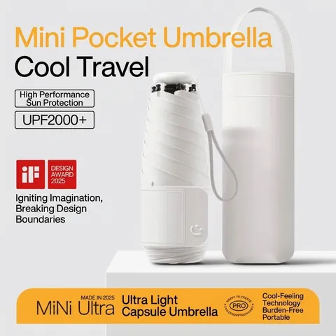 Mini Portable 5-Fold Capsule Umbrella With Vinyl Coating UV Protection Lightweight Travel Parasol Sun Rain Umbrella For Women