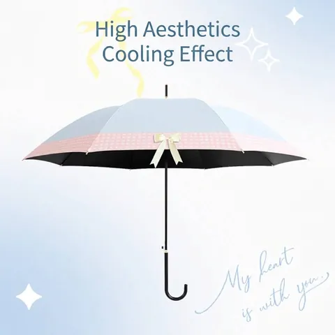 Long Handle Automatic Umbrella Mori Style Forest Fresh Sun Rain Umbrella UV Protection Windproof Ribbon Decor For Men Women