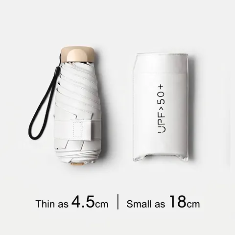 Mini Portable Sun Rain Umbrella UV Protection UPF 50 Plus Five Fold Ultralight Small Foldable Umbrella For Sunshade Women Travel Pocket Umbrella