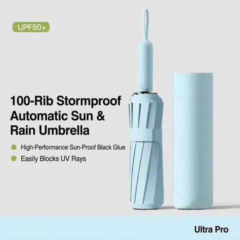 Automatische Grote Opvouwbare Paraplu Winddicht UV-Bescherming Zwarte Lijmcoating Zon- en Regenparaplu Voor Dames Heren