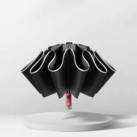 Large Automatic Folding Inverted Umbrella Reflective Safety Strip Sun Rain UV Protection Windproof Pongee Cloth Travel Umbrella