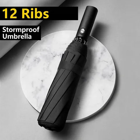 Large Automatic Foldable Umbrella For Men Women Windproof Reinforced 10 Ribs Sun Rain Travel Business Style Pongee Cloth