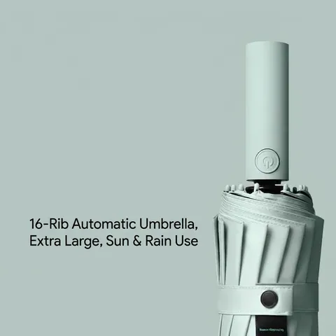 Ombrello Pieghevole Automatico Grande Protezione Solare Antivento Rivestimento in Colla Nera Pongee Ombrellone da Viaggio per Uomo Donna