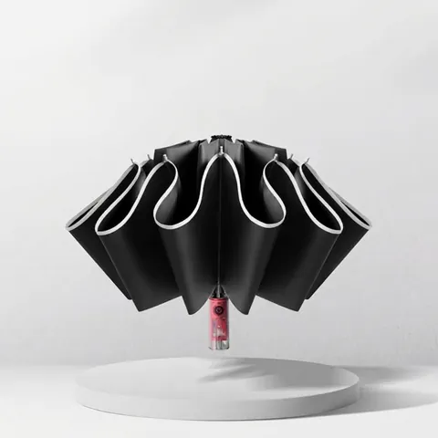 Fully Automatic Reverse Folding Umbrella Reflective Strip Sun Protection UV UPF 50 Plus Windproof Large Size Rain Umbrella For Car Night Safety