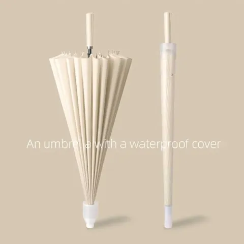 Large 24 Ribs Windproof Long Handle Umbrella With Waterproof Cover Pongee Fabric Automatic Golf Umbrella For Men Women