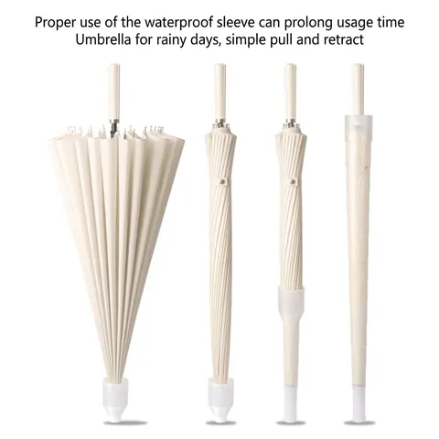 Large 24 Ribs Windproof Long Handle Umbrella With Waterproof Cover Pongee Fabric Automatic Golf Umbrella For Men Women