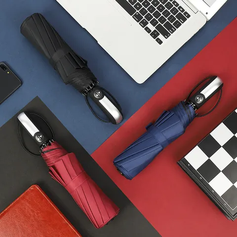 Parapluie Affaires Pliant Entièrement Automatique Grand Coupe-vent Renforcé Pongee Parasol Voyage pour Hommes Femmes