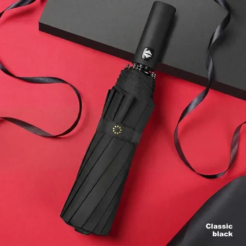 Automatic Folding Umbrella 10 Ribs Black Glue UV Protection Windproof Portable Business Parasol For Rain Sun Men Women