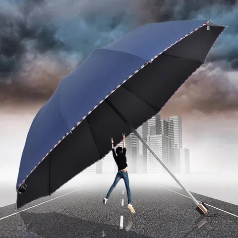 Large Foldable Sun Rain Umbrella Windproof Pongee Steel Frame UV Protection Business Manual Umbrella For Adults