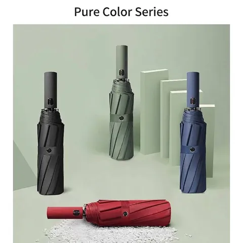 Fully Automatic Folding Umbrella Large Windproof Sun Rain Dual Use Black Glue Coating UV Protection Reinforced Frame Parasol For Men Women