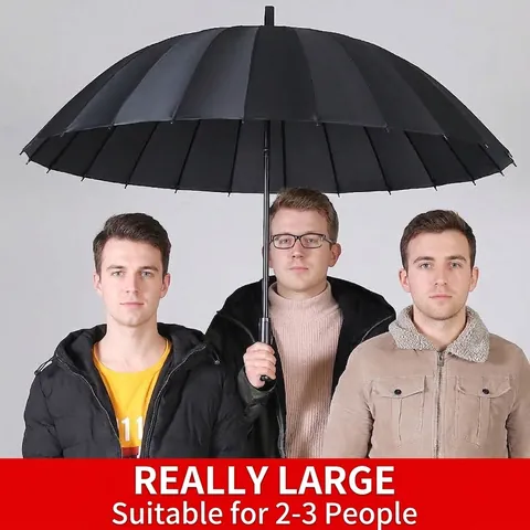 Large Capacity 24-Rib Windproof Long Handle Straight Umbrella Business Oversized Parasol For Men Women Outdoor Travel Rain Gear