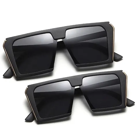 Parent-Child Matching Sunglasses Set Flat Top Square Frame PC Colorful Sunglasses For Women And Kids Outdoor Sunshade Eyewear