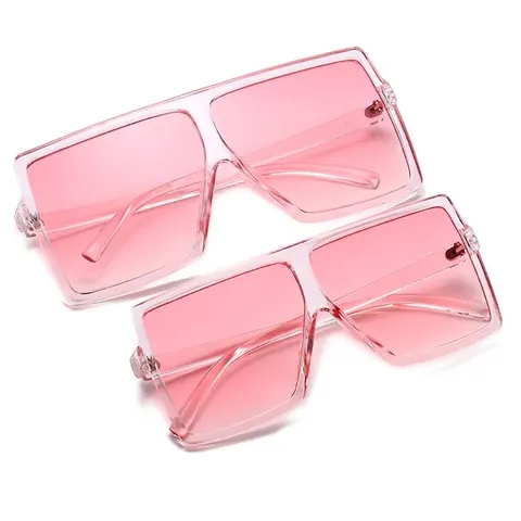 Gafas de Sol de Moda para Padres E Hijos Montura Cuadrada de Gran Tamaño Material de PC Protección UV400 para Mujeres Y Niños Viajes al Aire Libre
