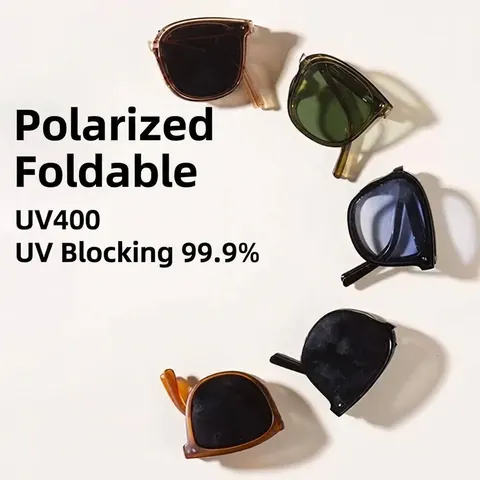 Portable Foldable Polarized Sunglasses Women Men Large Square Frame UV400 Protection Sun Glasses Compact Outdoor Travel Eyewear