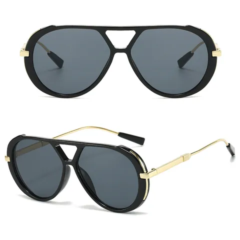 Vintage Double Bridge Leopard Square Sunglasses For Women Retro Gradient Lens Sun Glasses Fashion Metal Temple Big Frame Eyewear