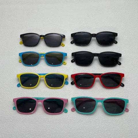 Retro Quadratische Kinder Polarisierte Sonnenbrille UV400 Schutz Weicher TPEE Rahmen TAC Linse Mode Brille Jungen Mädchen