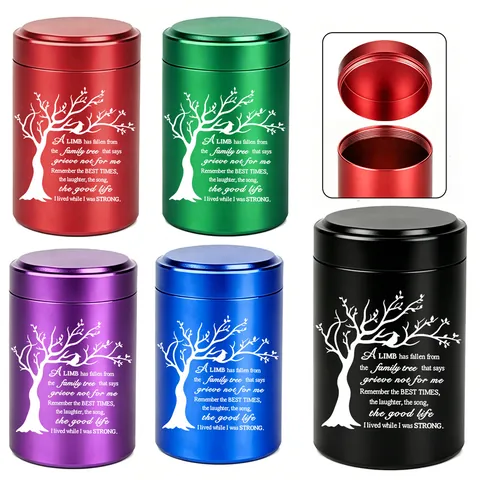 Lebensbaum Andenkenurne Aluminiumlegierung Wasserdicht Urne für Menschliche Haustierasche Trauerurne Souvenir Herzliches Erinnerungsgeschenk