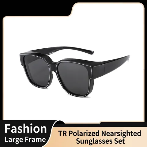 Occhiali da Sole Polarizzati Sovrapponibili Montatura Quadrata TR90 per Uomo Donna UV400 Guida Pesca Antivento per Miopia