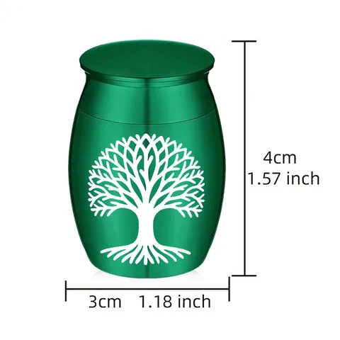 Small Aluminum Alloy Pet Memorial Urn For Dog Cat Ash Tree Of Life Pattern Moisture-Proof Cremation Jar Memorial Gift