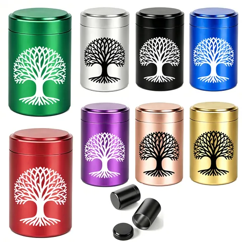 Mini Aluminum Alloy Keepsake Urn For Human Ashes Or Pet Waterproof Cremation Jar With Tree Of Life Pattern Memorial Pot
