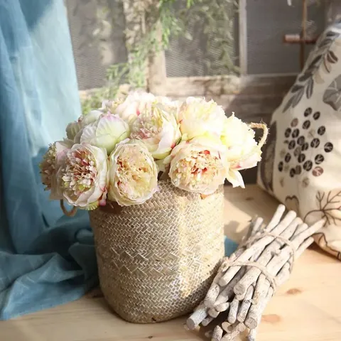 Artificial Peony Bouquet Silk Cloth Flower Arrangement Multi-Head Simulation Peonies For Home Wedding Office Party Decor Fake Floral