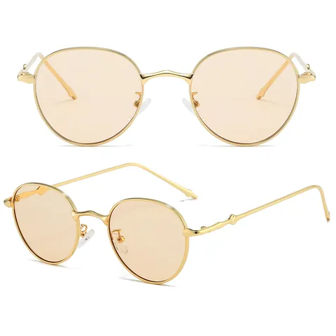 Vintage Metalen Ronde Zonnebril Voor Dames Heren Retro Koreaanse Stijl High End Mode UV400 Bescherming Brillen Metalen Frame Ronde Zonnebril