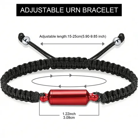 Edelstahl Zylinder Feuerbestattung Urne Armband Für Gedenkasche Haustier Menschliches Andenken Verstellbares Geflochtenes Seil Armreif Schmuck