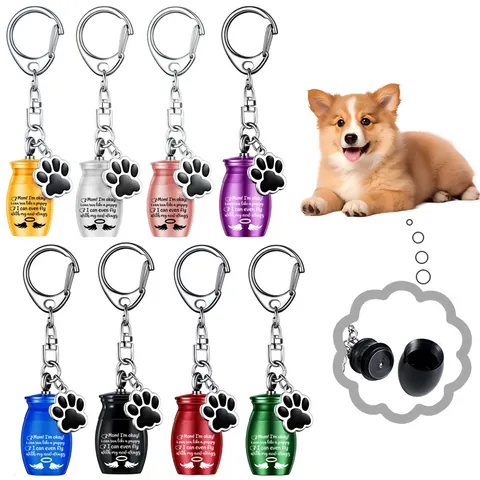Aluminiumlegierung Haustier Feuerbestattung Urne Schlüsselanhänger Für Hund Katze Gedenkasche Keepsake Mini Urne Mit Pfotenabdruck