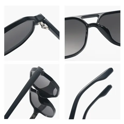 Gafas De Sol Aviador Para Mujer Doble Puente Vintage Gran Tamaño Montura PC Lentes Océano Degradadas Protección UV400
